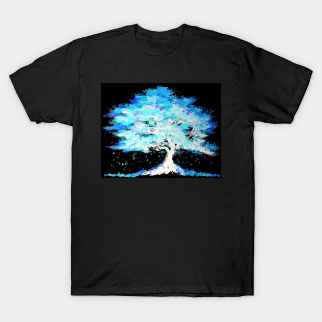 Luminescent Blue Tree T-Shirt by ZeichenbloQ